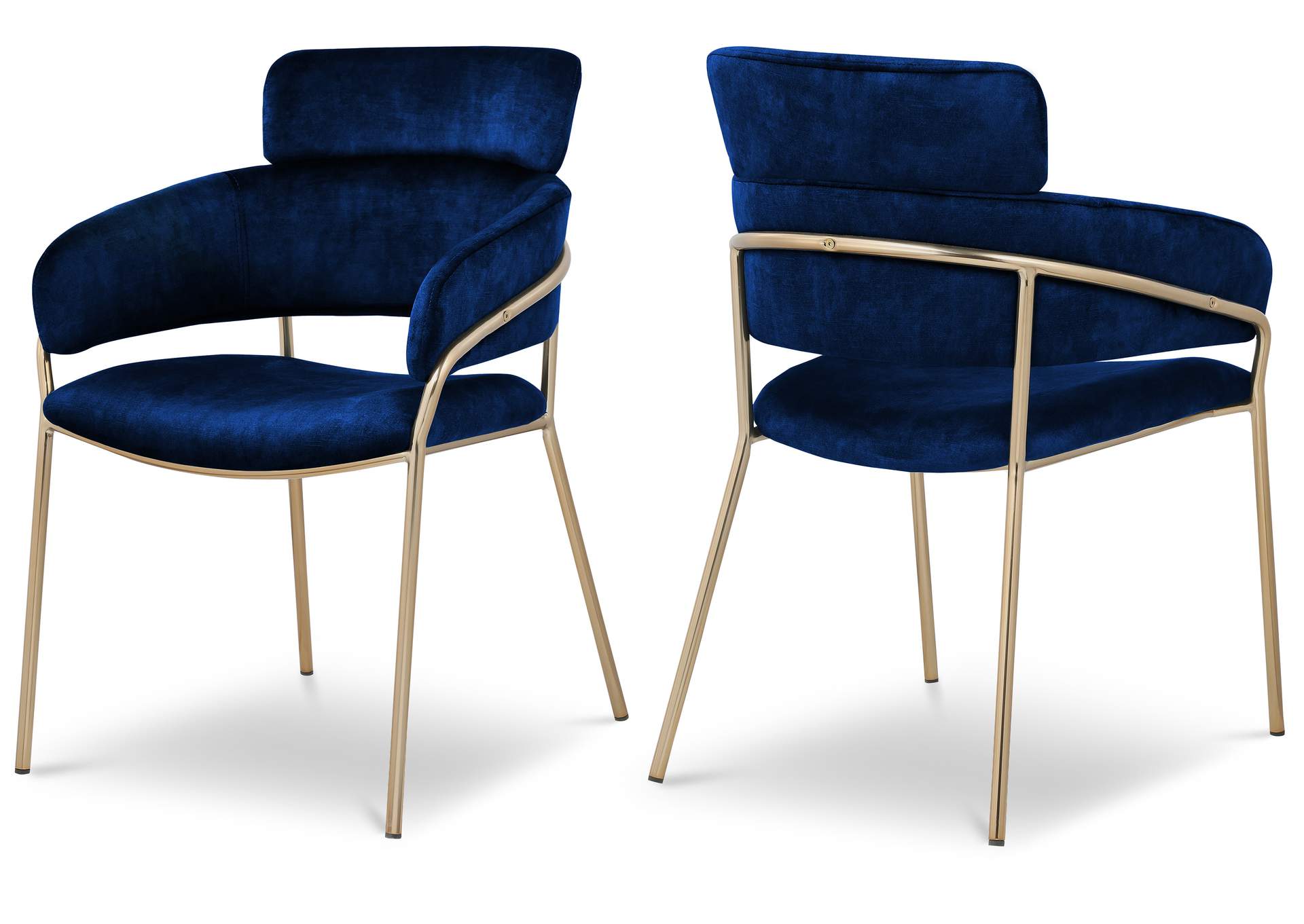 Yara Navy Velvet Dining Chair Set of 2,Meridian Furniture