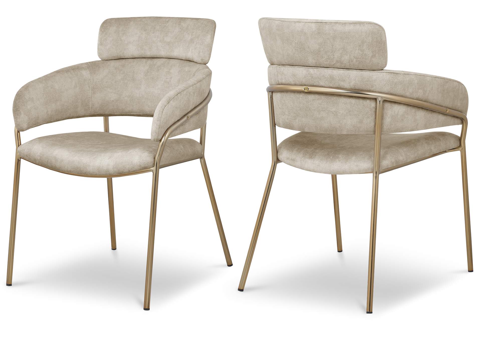 Yara Stone Velvet Dining Chair Set of 2,Meridian Furniture