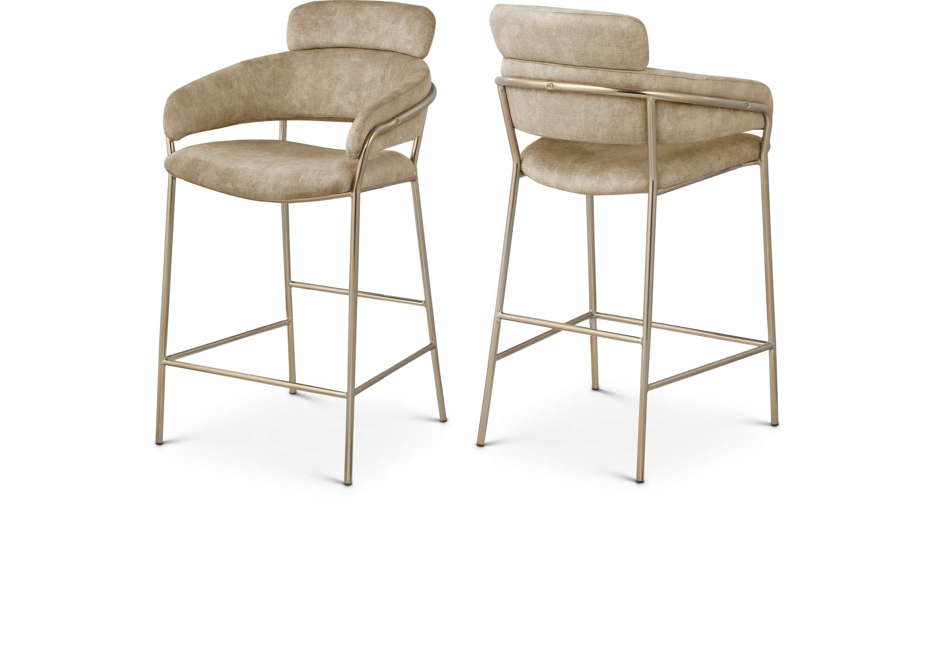 Yara Beige Velvet Counter Stool,Meridian Furniture