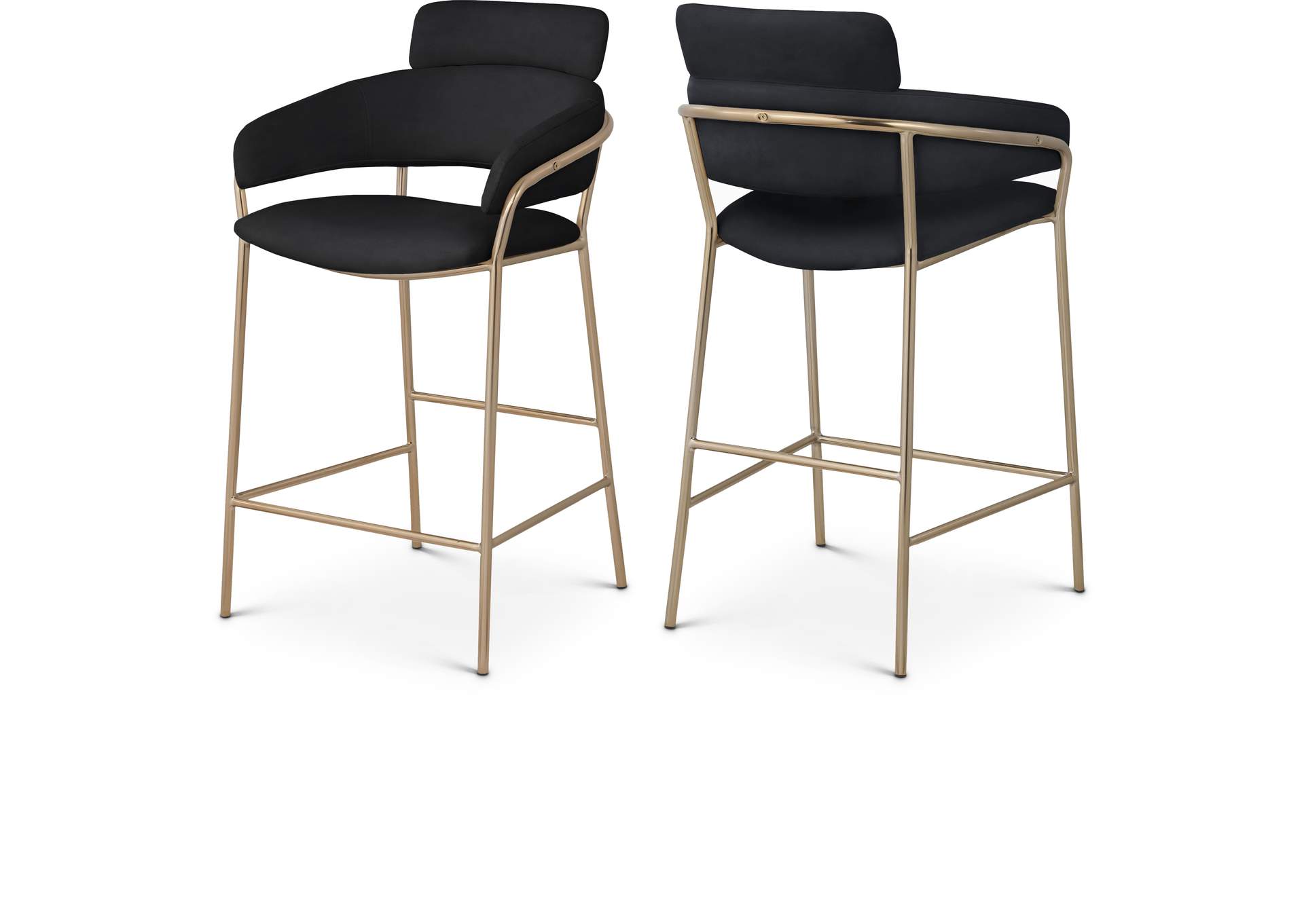 Yara Black Velvet Counter Stool,Meridian Furniture