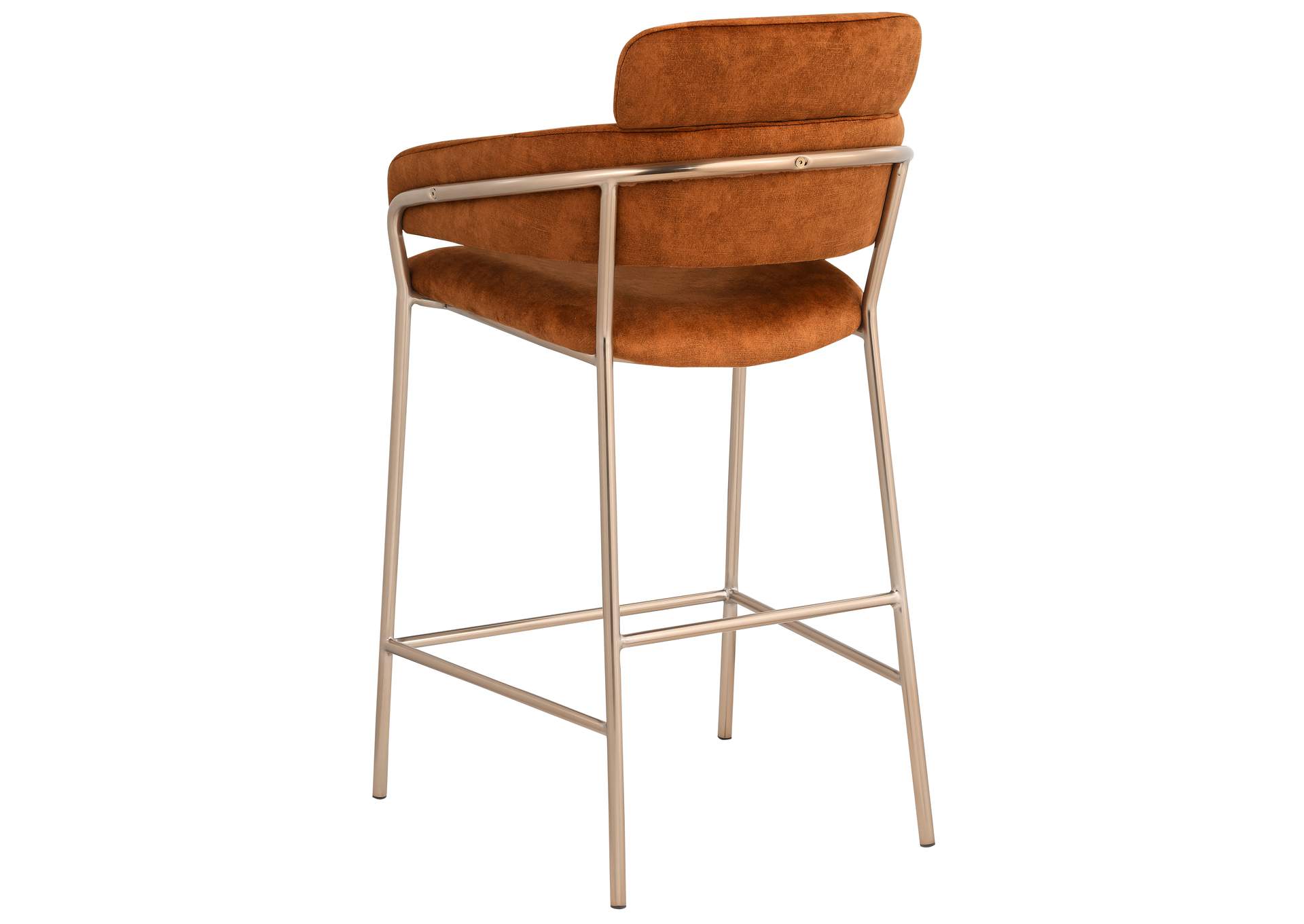 Yara Cognac Velvet Counter Stool,Meridian Furniture