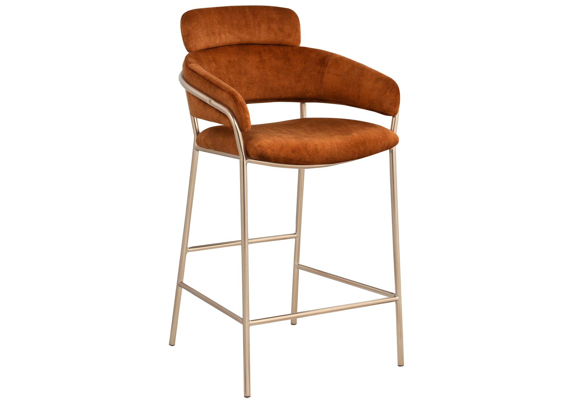 Yara Cognac Velvet Counter Stool,Meridian Furniture