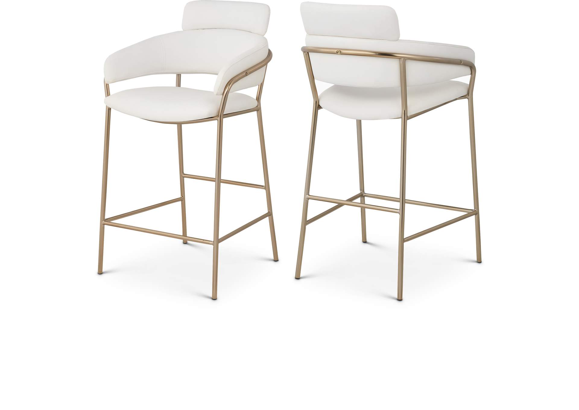 Yara Cream Faux Leather Counter Stool,Meridian Furniture