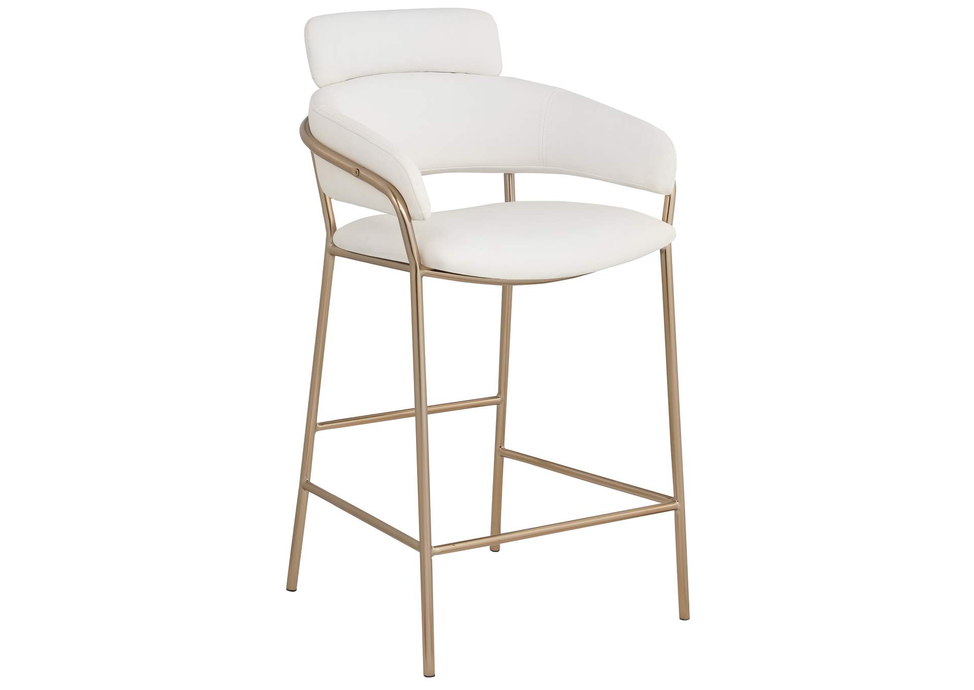 Yara Cream Faux Leather Counter Stool,Meridian Furniture