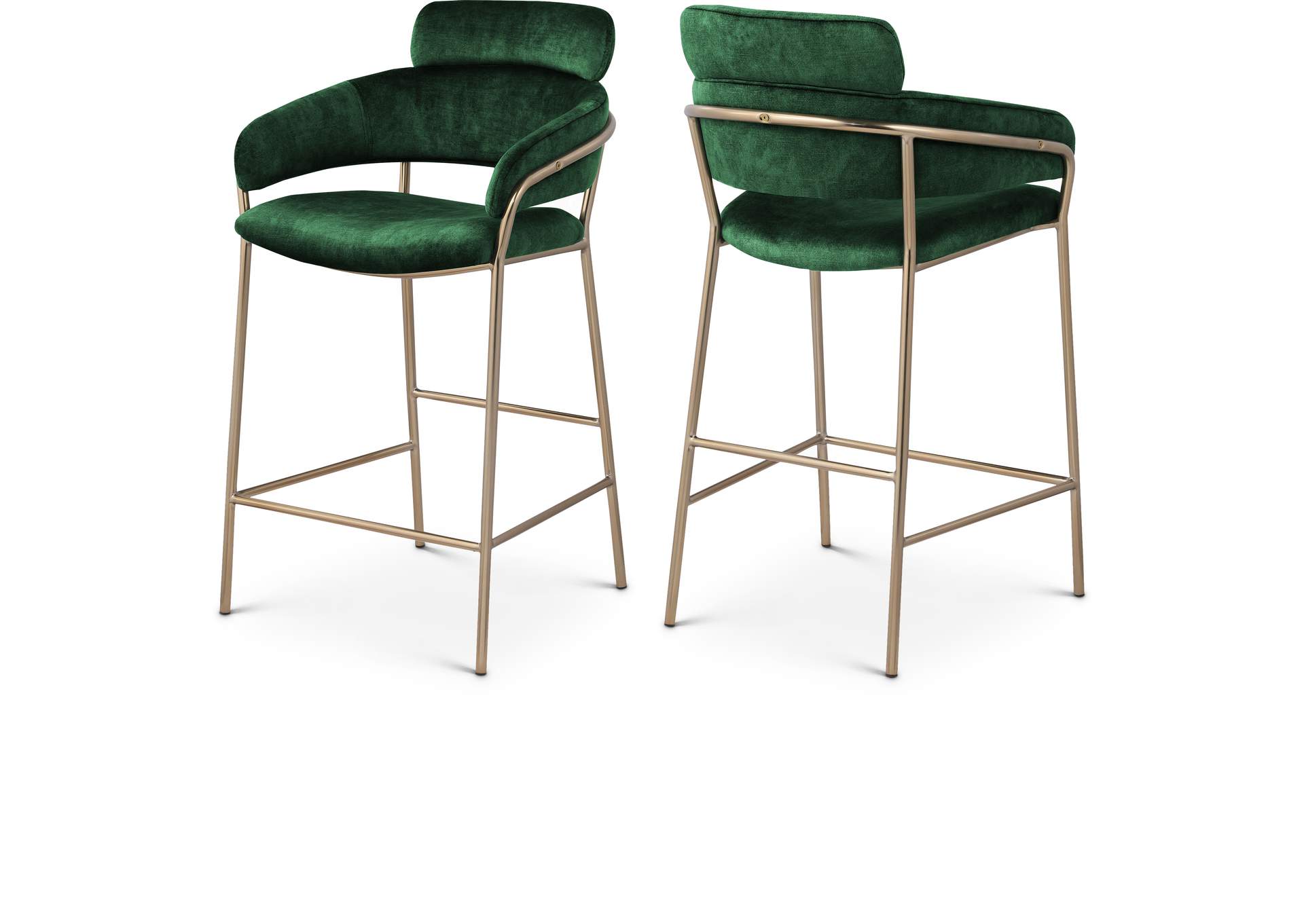 Yara Green Velvet Counter Stool,Meridian Furniture