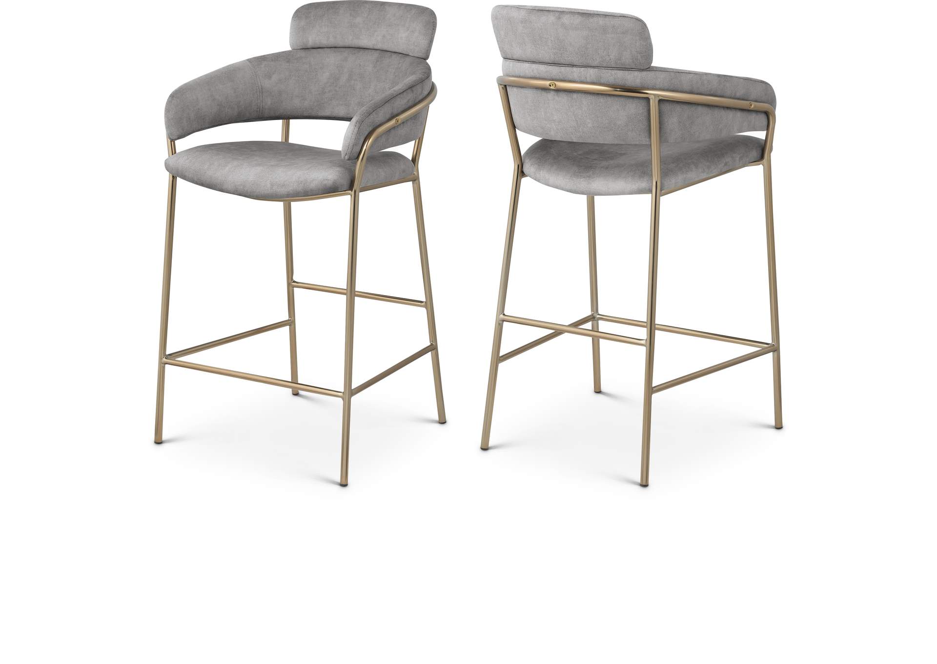 Yara Grey Velvet Counter Stool,Meridian Furniture