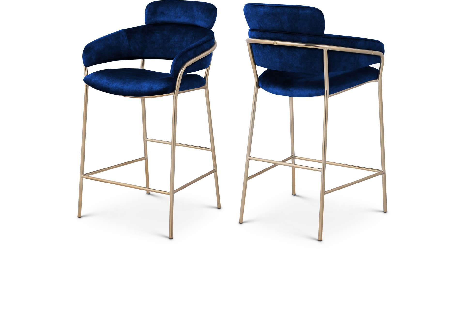 Yara Navy Velvet Counter Stool,Meridian Furniture