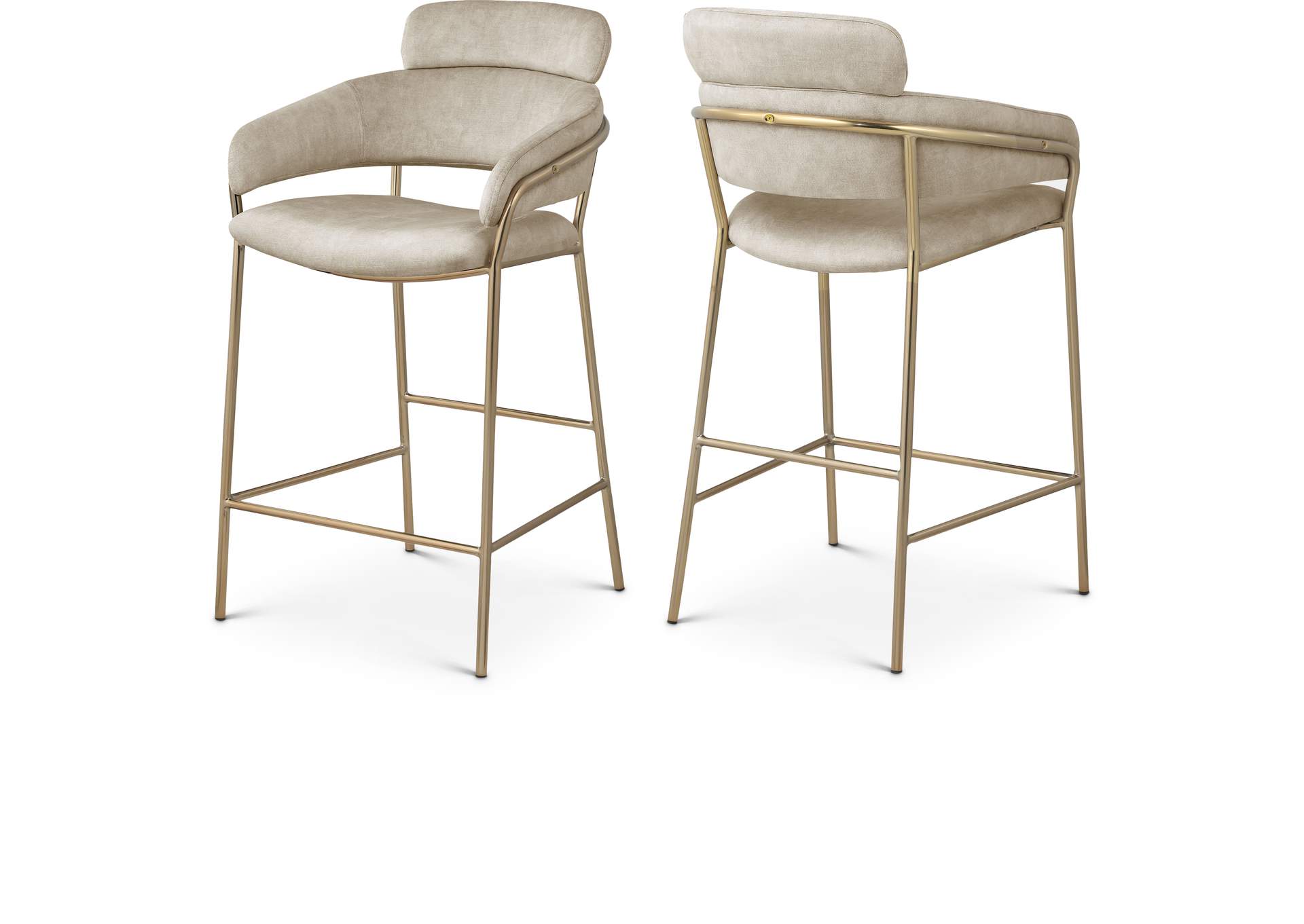 Yara Stone Velvet Counter Stool,Meridian Furniture