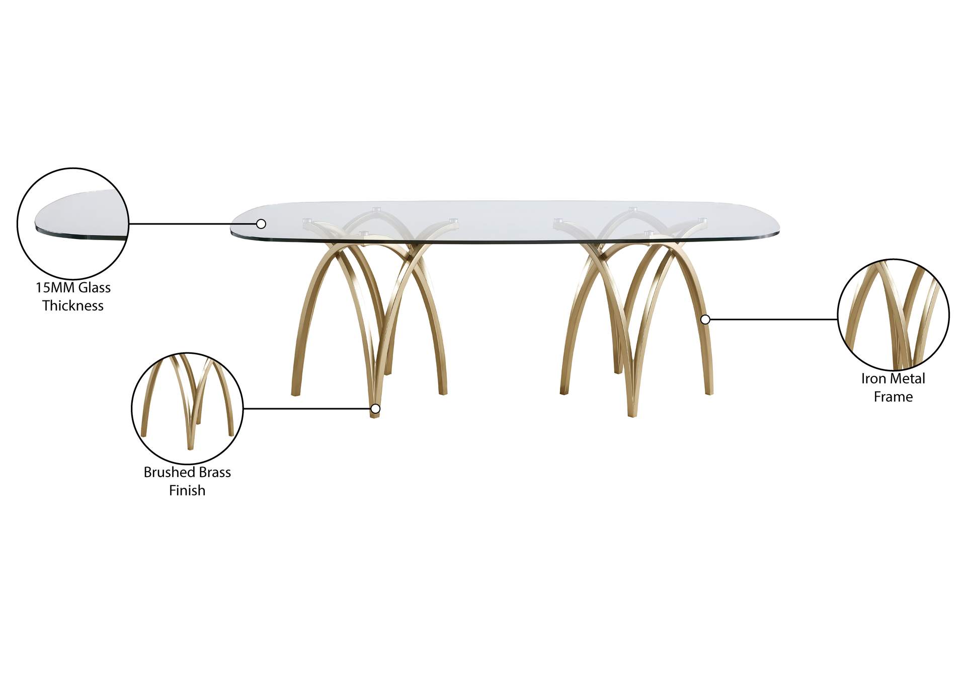 Madelyn Gold Dining Table,Meridian Furniture