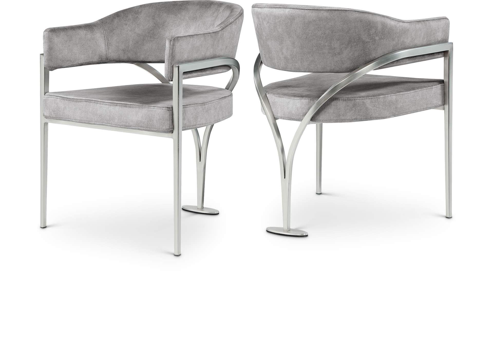 Madelyn Grey Velvet Dining Chair Set of 2,Meridian Furniture