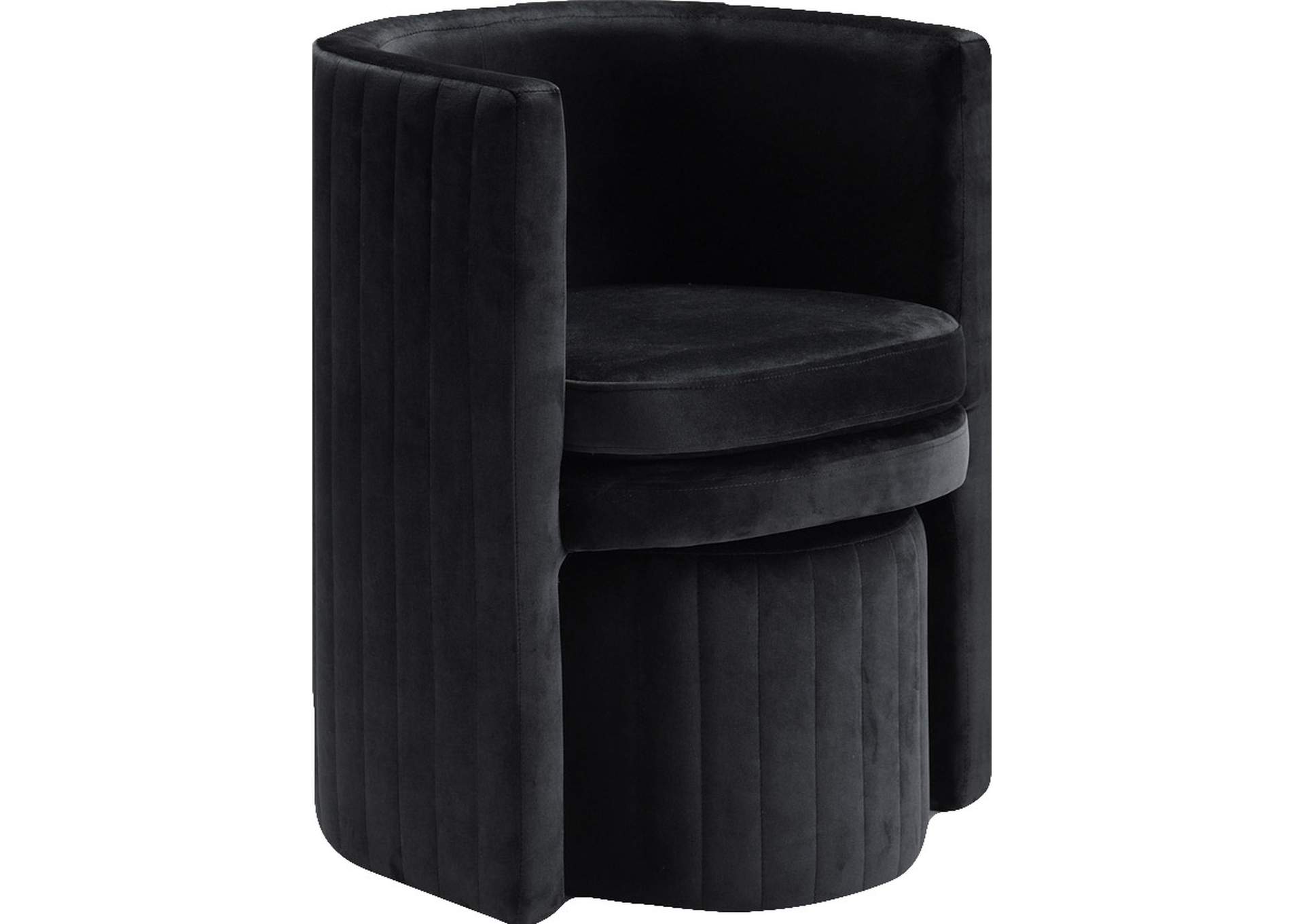 Selena Black Velvet Accent Chair And Ottoman Set,Meridian Furniture