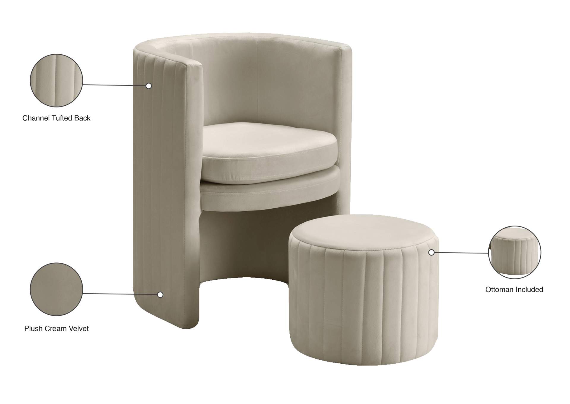 Cream Chair With Ottoman