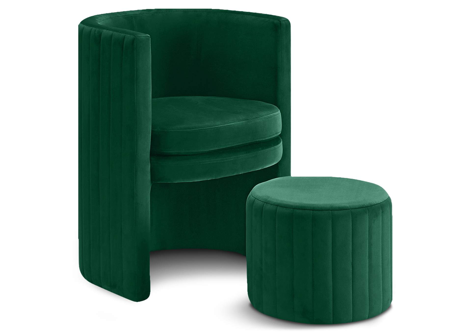 Selena Green Velvet Accent Chair And Ottoman Set,Meridian Furniture