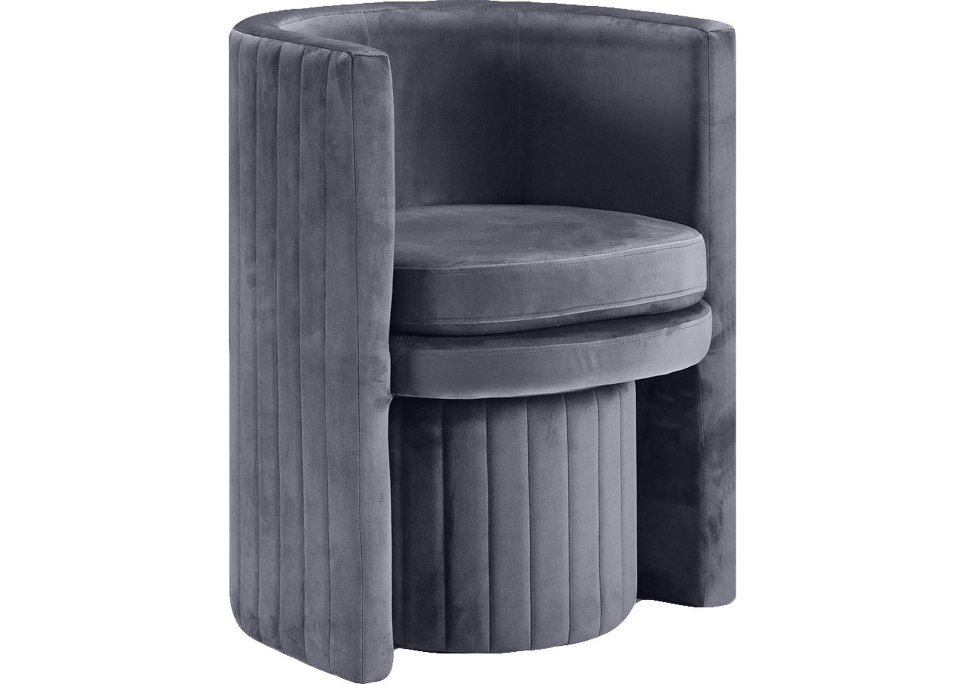 Selena Grey Velvet Accent Chair And Ottoman Set,Meridian Furniture