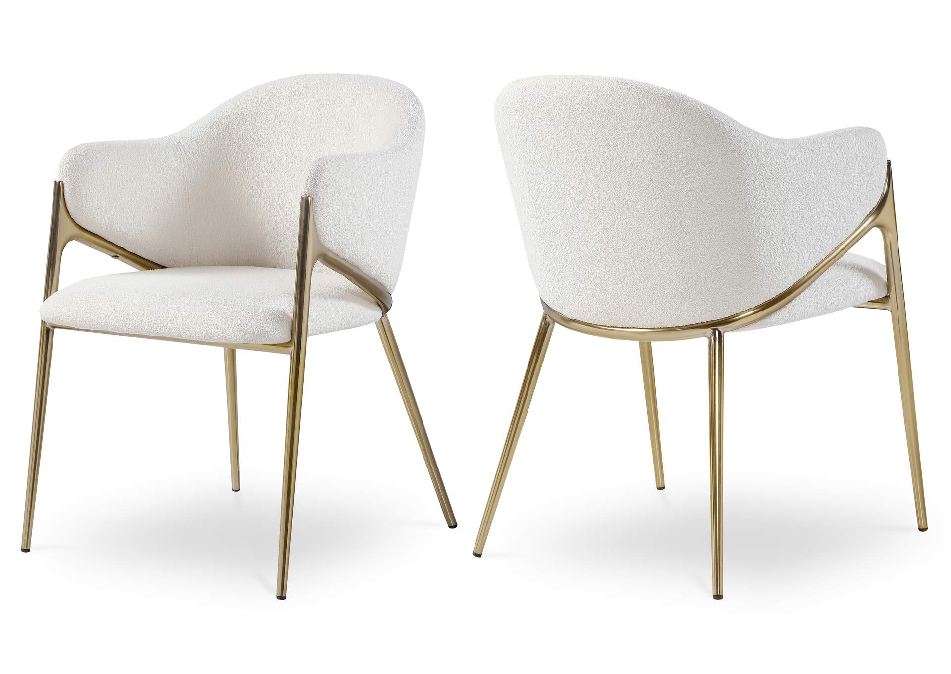 Nial Cream Boucle Fabric Dining Chair Set of 2,Meridian Furniture