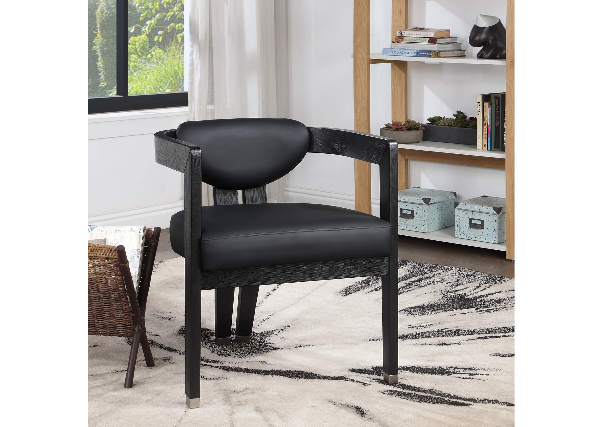 Carlyle Black Faux Leather Dining Chair,Meridian Furniture