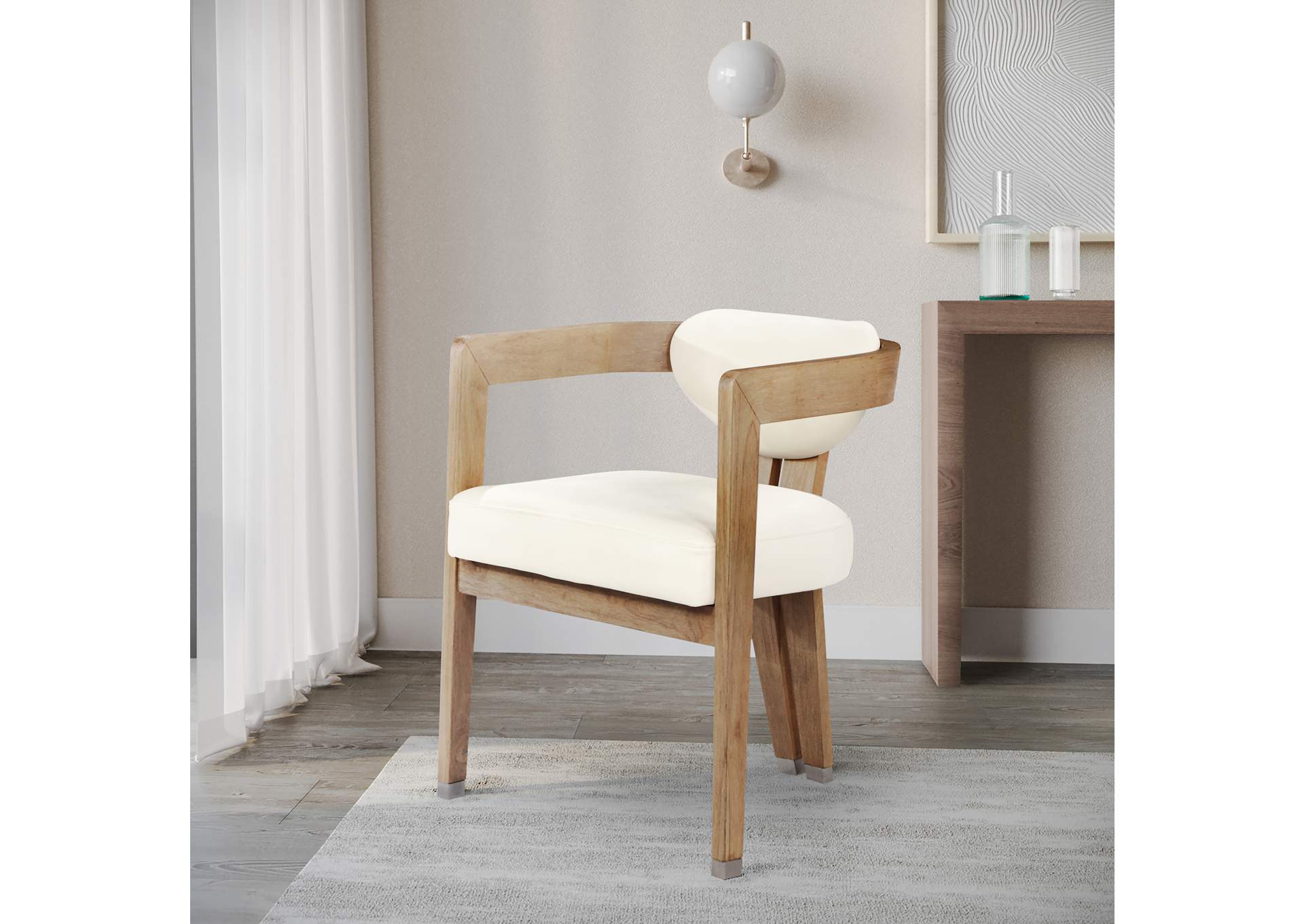 Carlyle Cream Faux Leather Dining Chair,Meridian Furniture