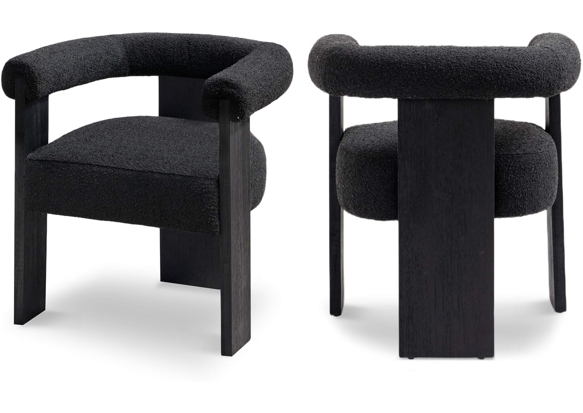 Barrel Black Boucle Fabric Dining Chair,Meridian Furniture