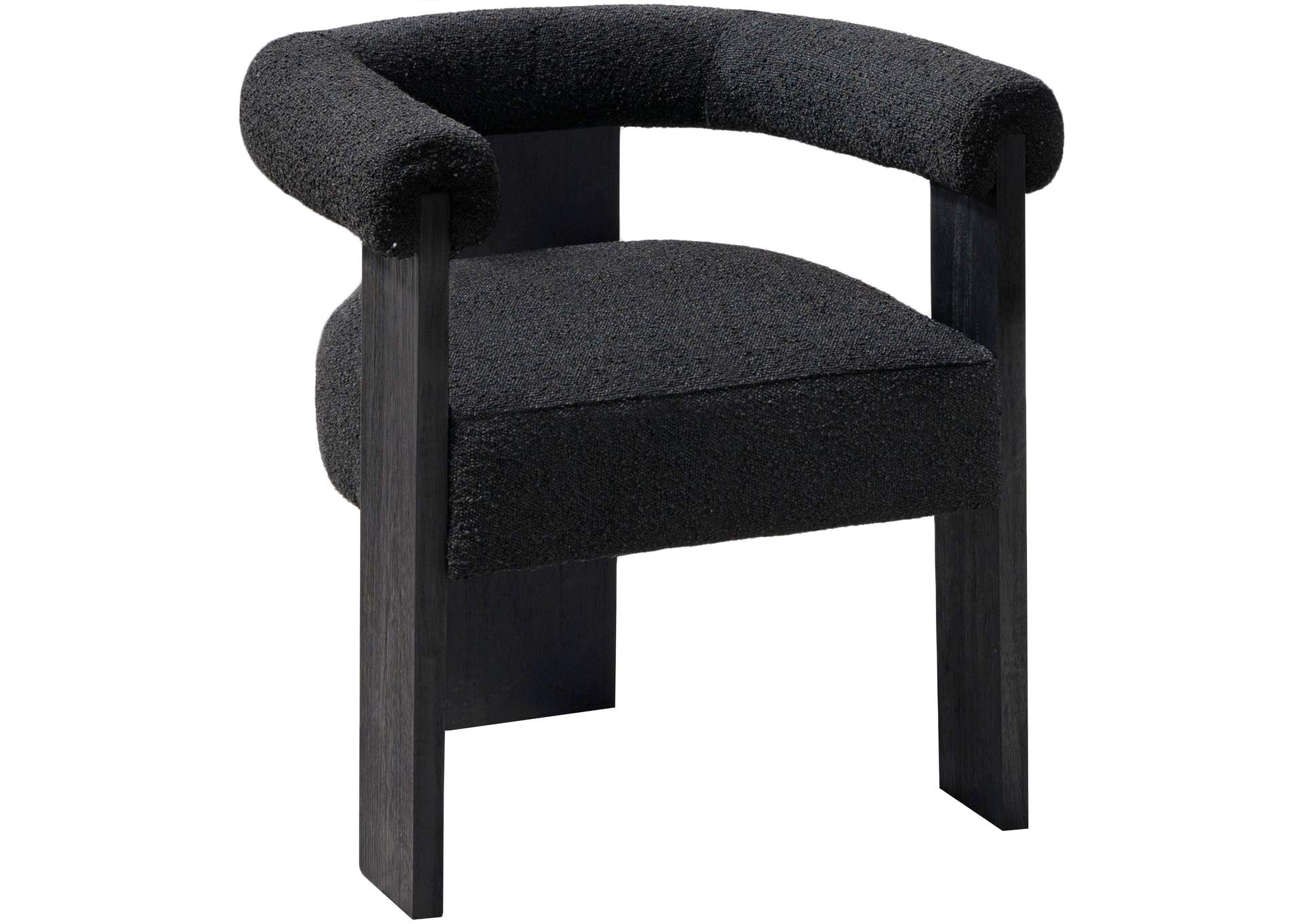 Barrel Black Boucle Fabric Dining Chair,Meridian Furniture