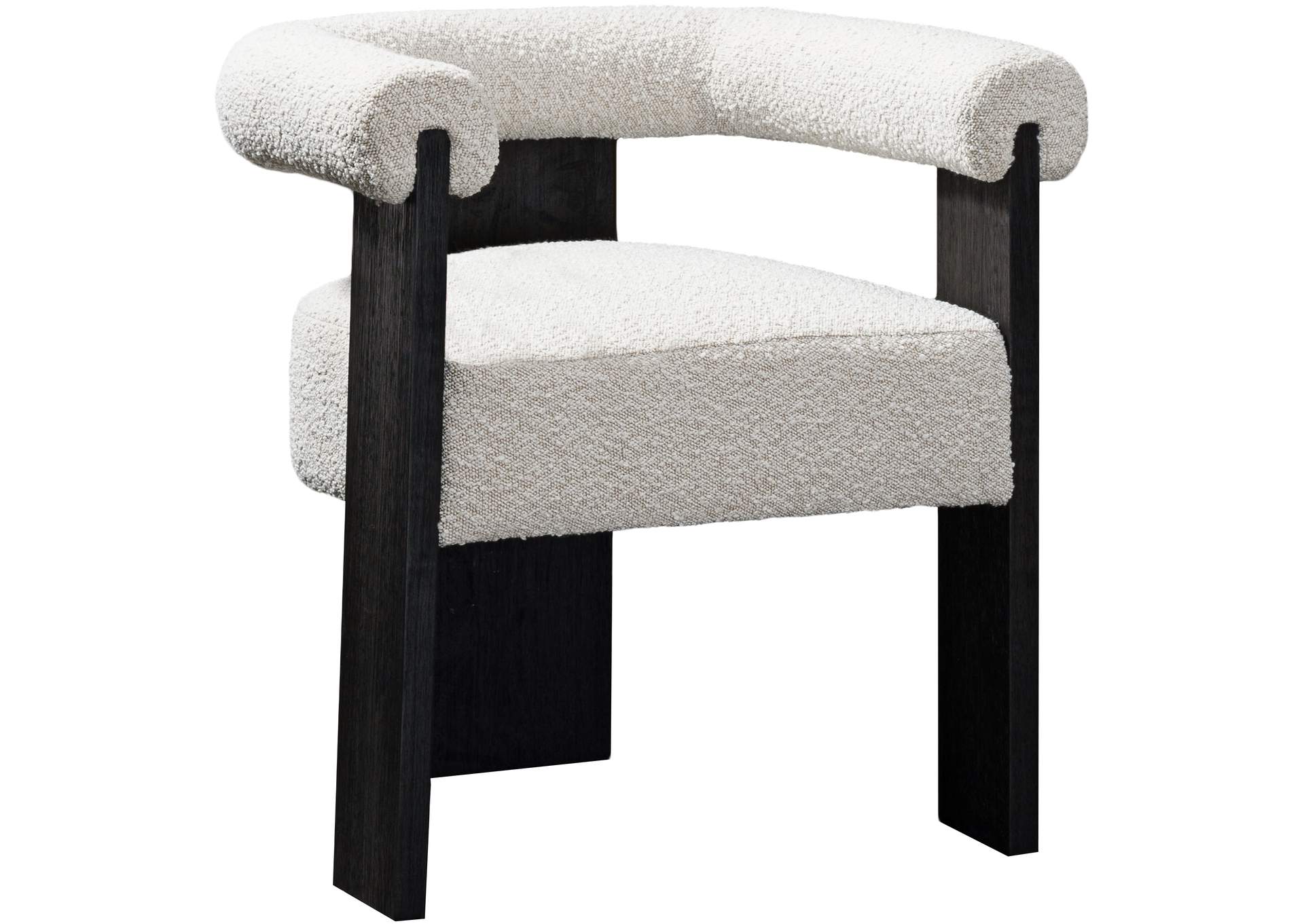 Barrel Cream Boucle Fabric Dining Chair,Meridian Furniture