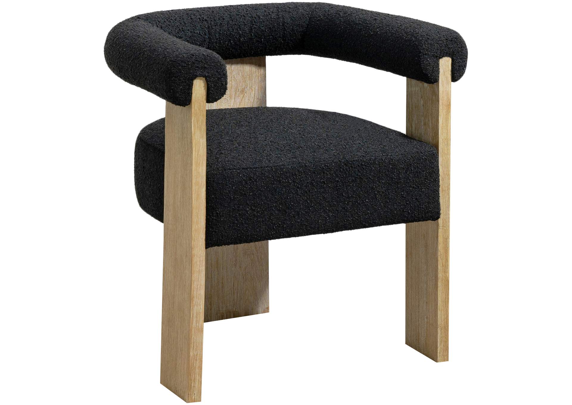 Barrel Black Boucle Fabric Dining Chair,Meridian Furniture