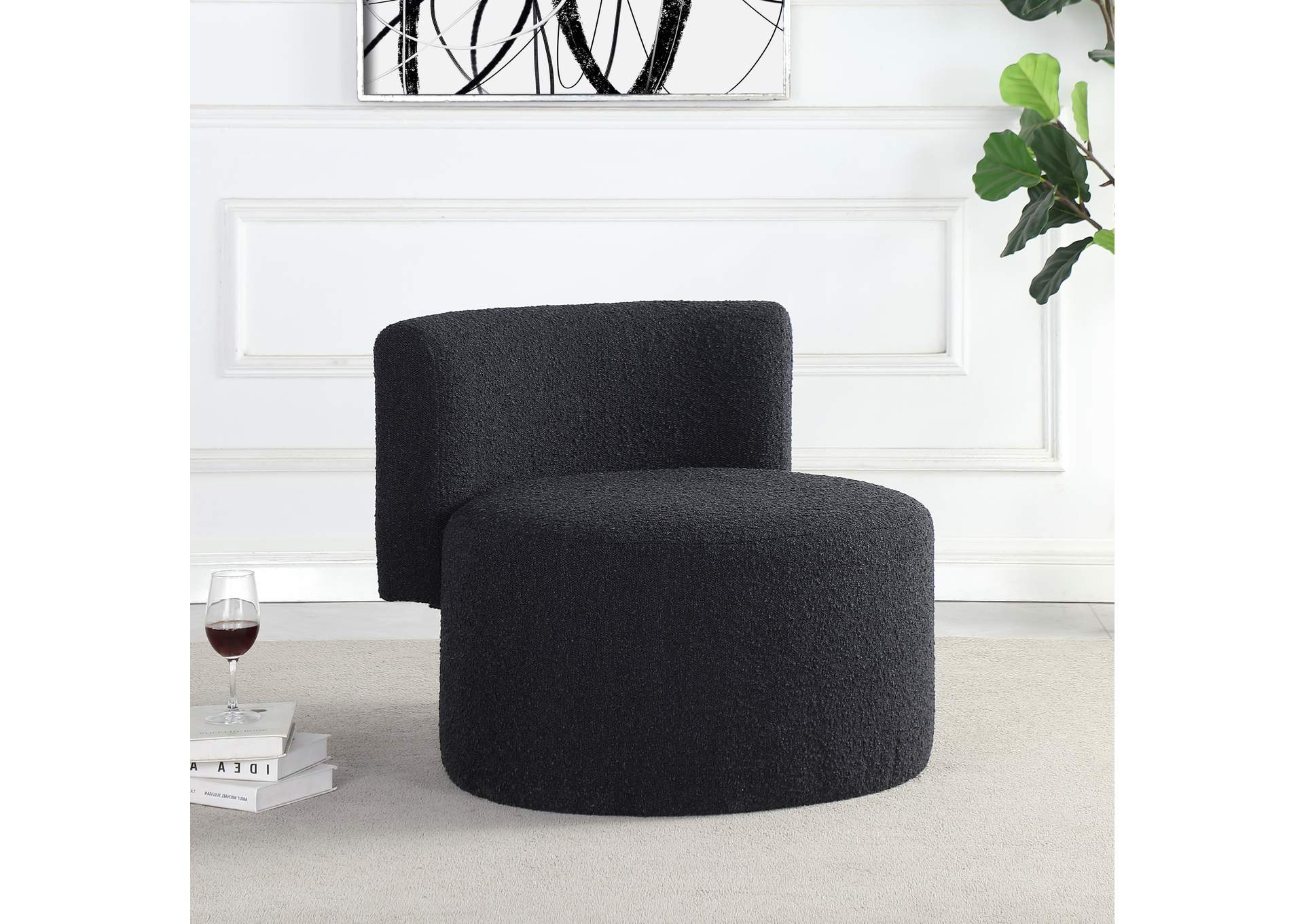 Como Black Boucle Fabric Accent Chair,Meridian Furniture