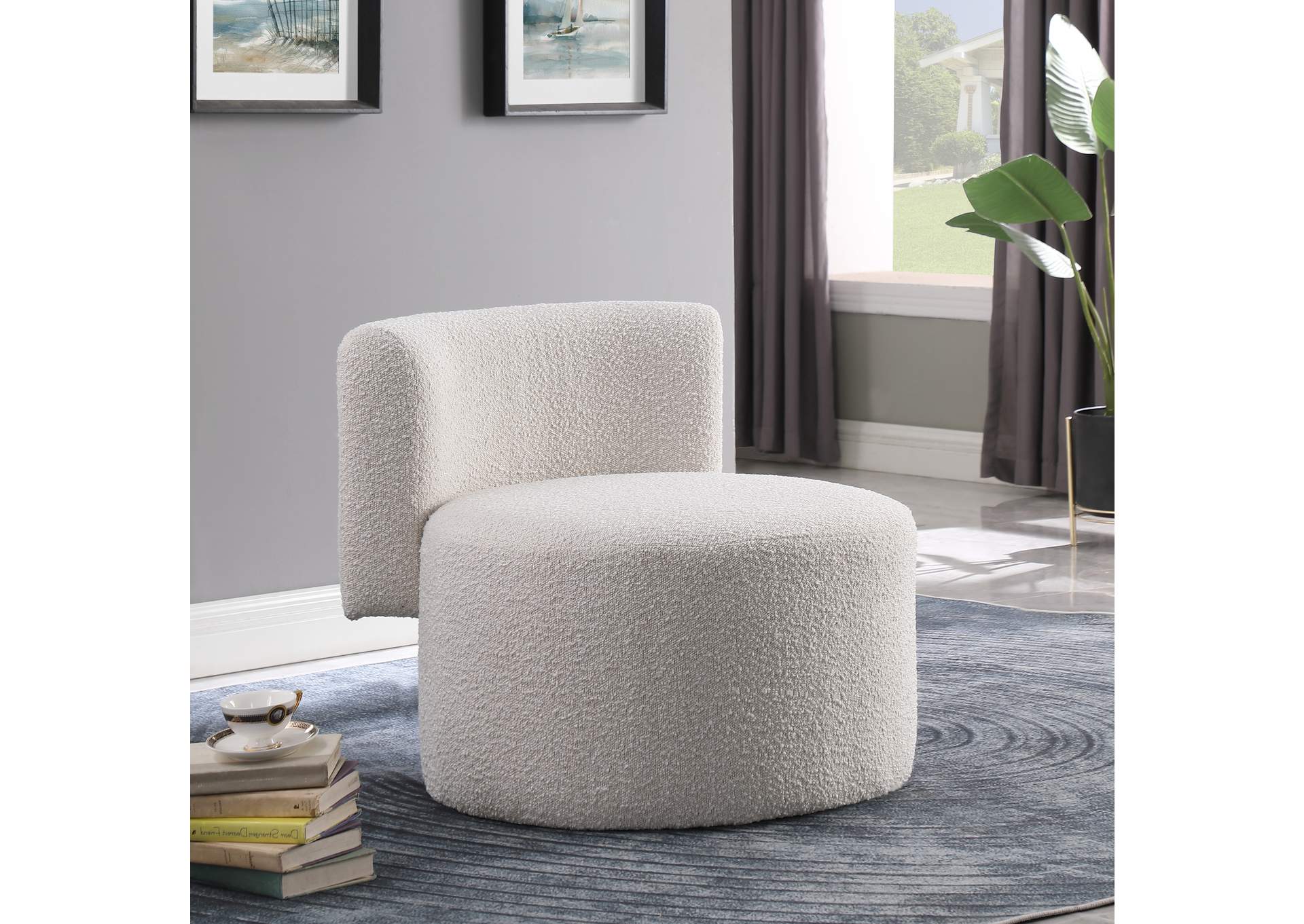 Como Cream Boucle Fabric Accent Chair,Meridian Furniture