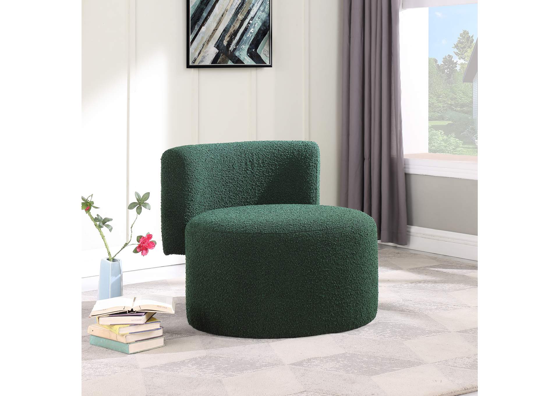 Como Green Boucle Fabric Accent Chair,Meridian Furniture