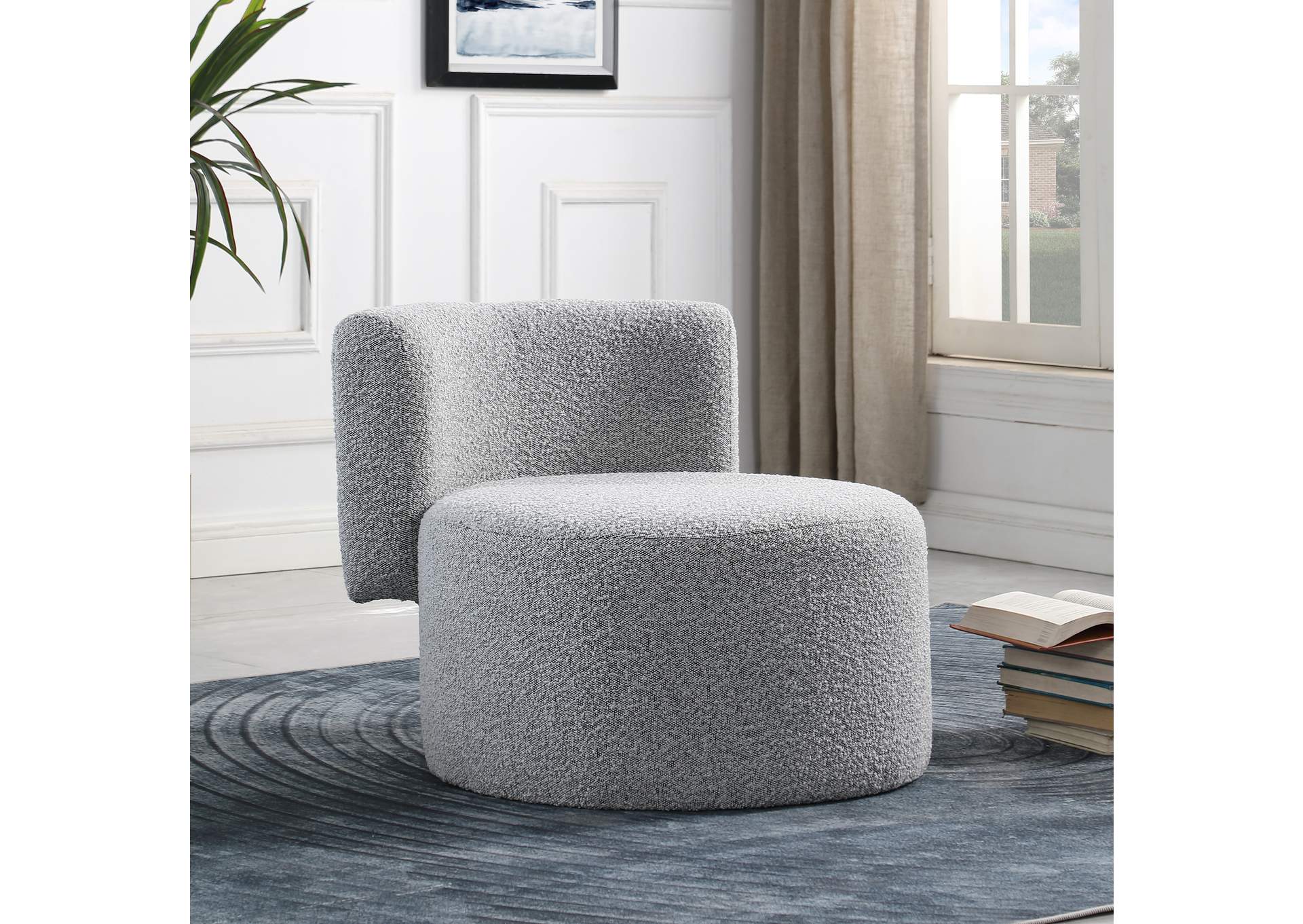 Como Grey Boucle Fabric Accent Chair,Meridian Furniture