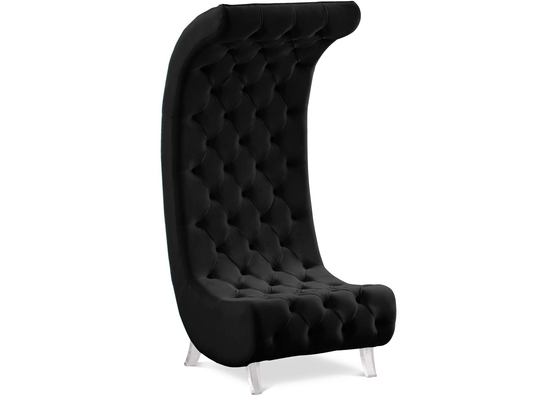 Crescent Black Velvet Accent Chair,Meridian Furniture