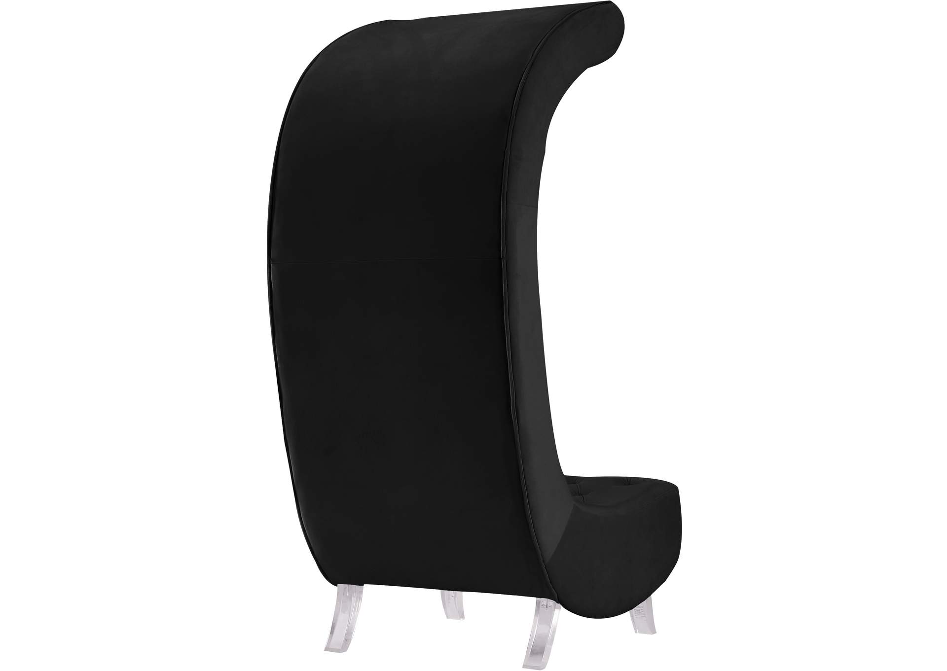 Crescent Black Velvet Accent Chair,Meridian Furniture