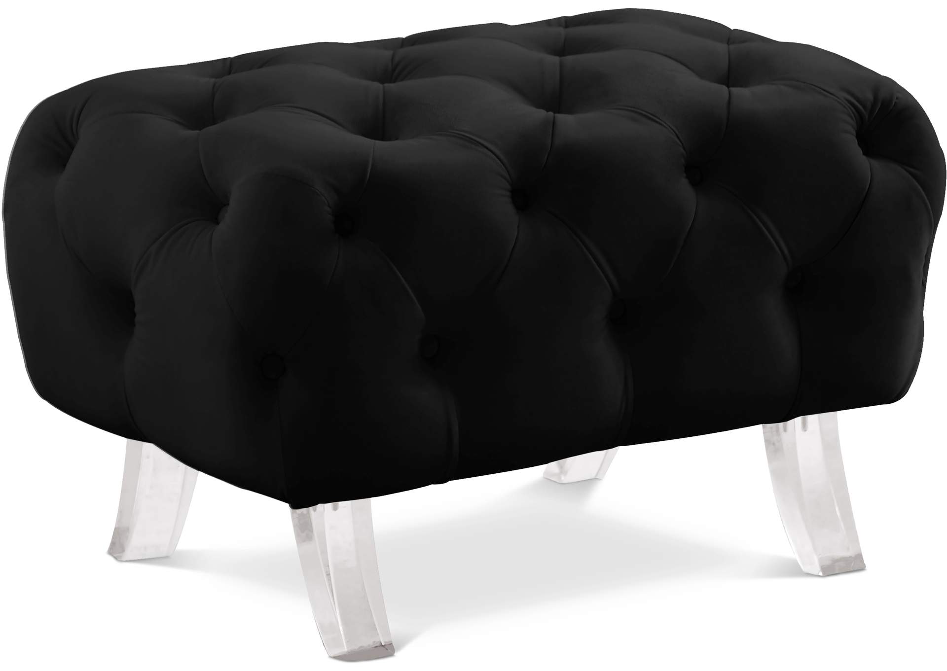 Crescent Black Velvet Ottoman,Meridian Furniture