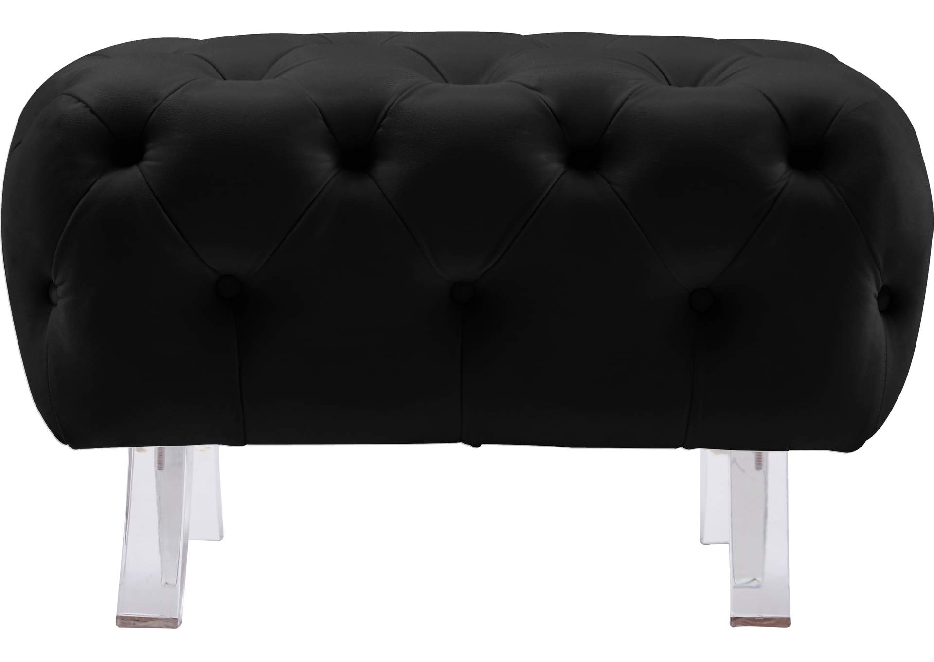 Crescent Black Velvet Ottoman,Meridian Furniture