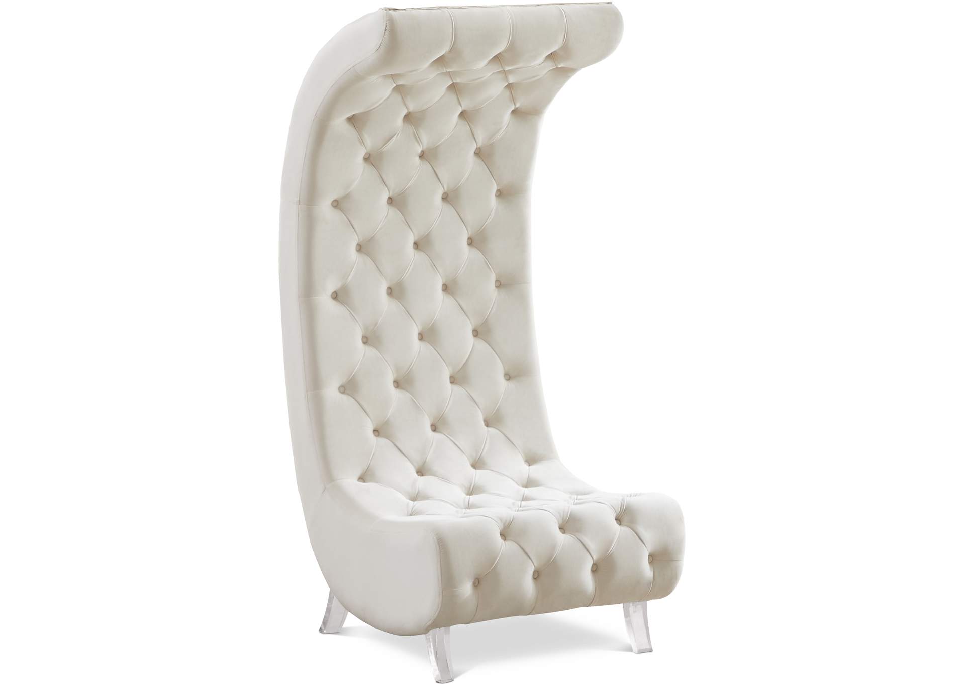 Crescent Cream Velvet Accent Chair,Meridian Furniture