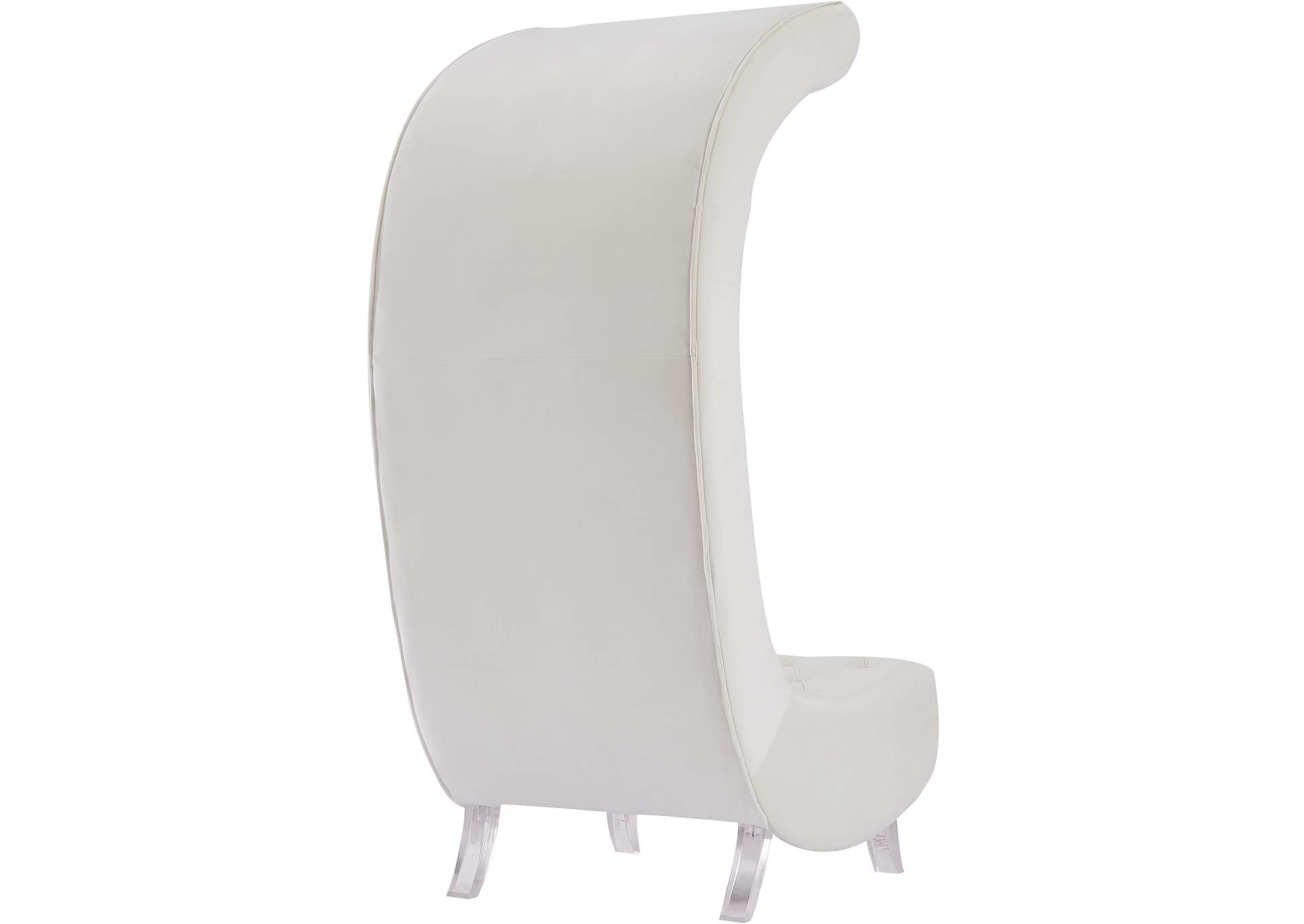 Crescent Cream Velvet Accent Chair,Meridian Furniture