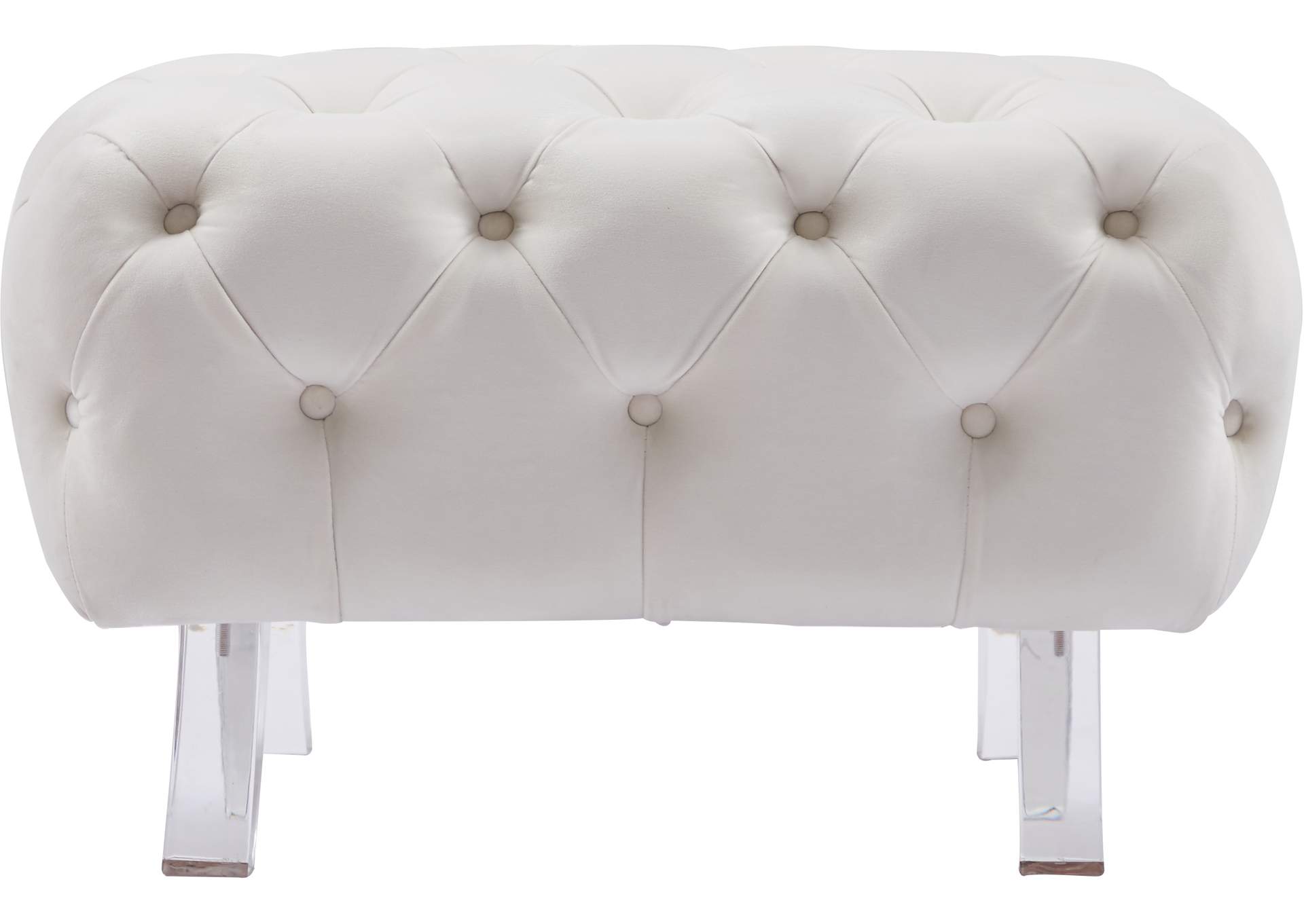 Crescent Cream Velvet Ottoman,Meridian Furniture