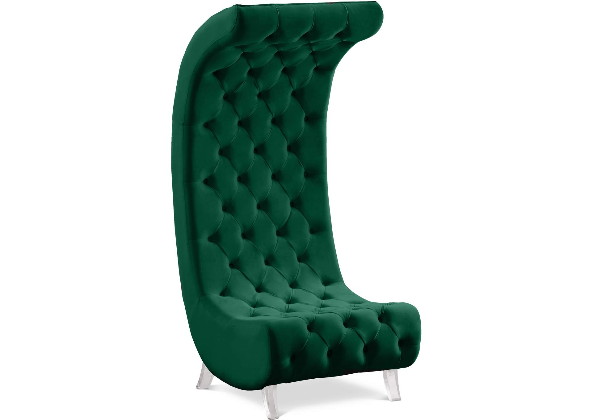 Crescent Green Velvet Accent Chair,Meridian Furniture