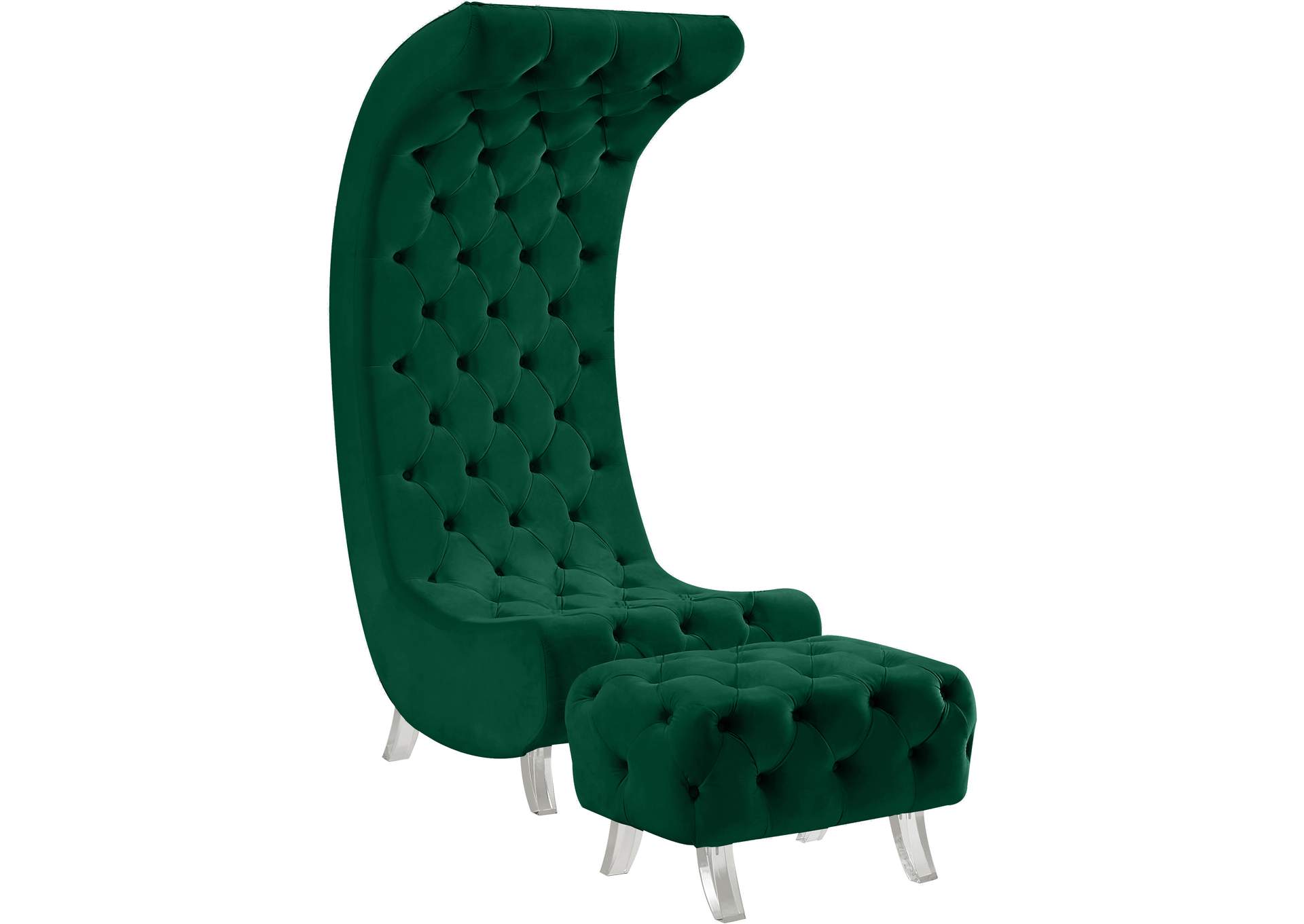 Crescent Green Velvet Accent Chair,Meridian Furniture