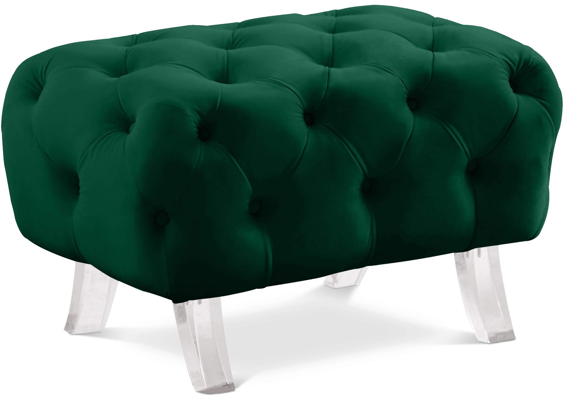 Crescent Green Velvet Ottoman,Meridian Furniture