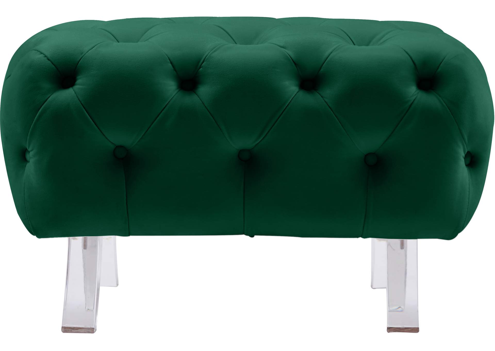 Crescent Green Velvet Ottoman,Meridian Furniture