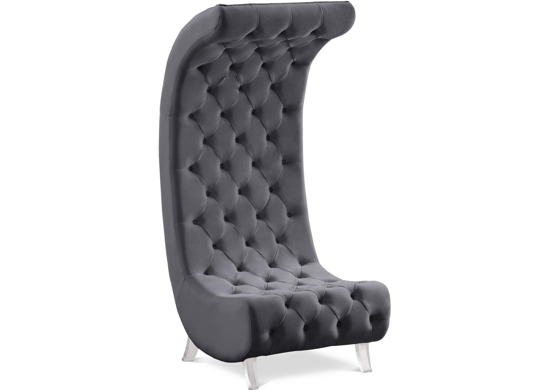 Crescent Grey Velvet Accent Chair,Meridian Furniture