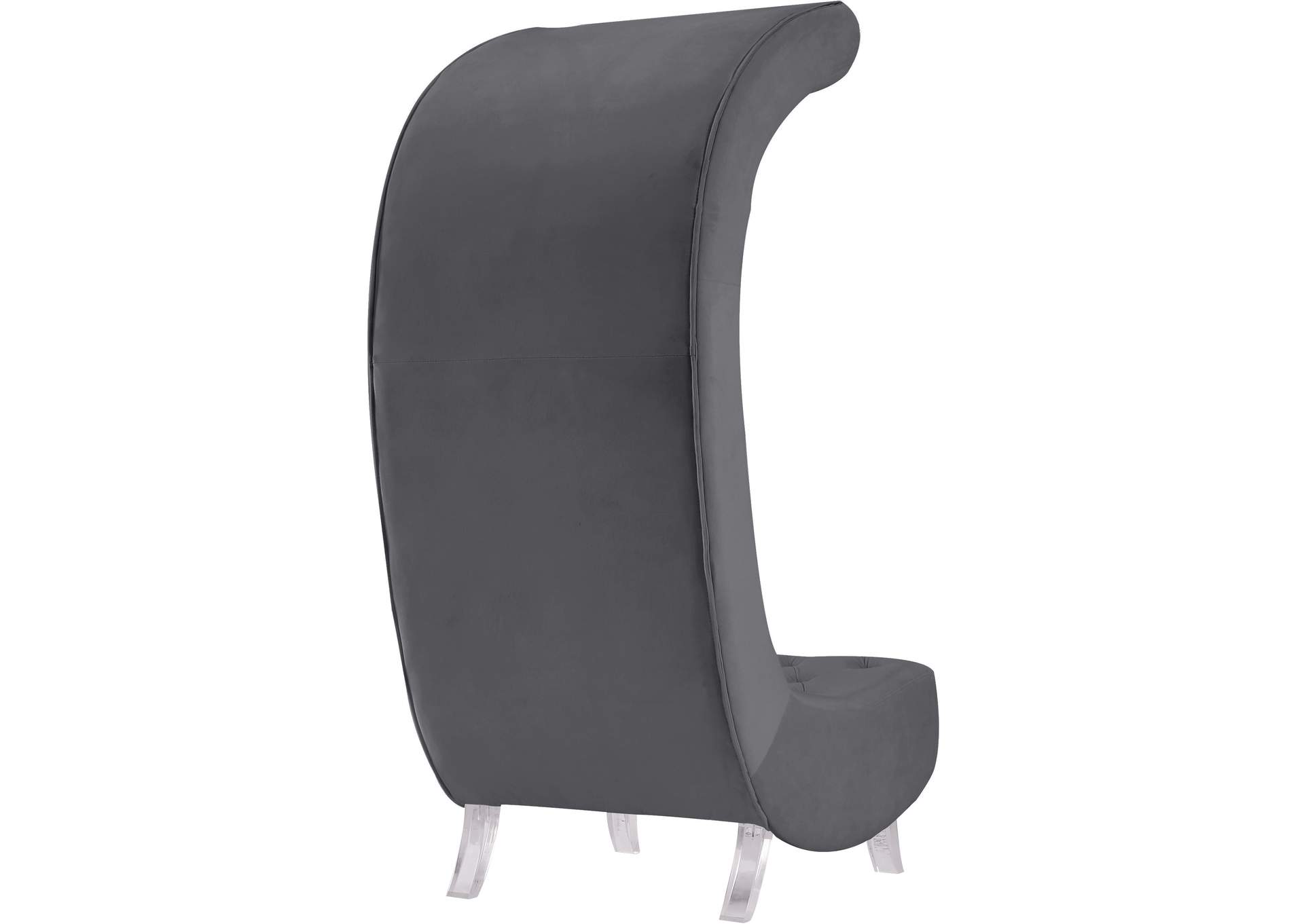 Crescent Grey Velvet Accent Chair,Meridian Furniture