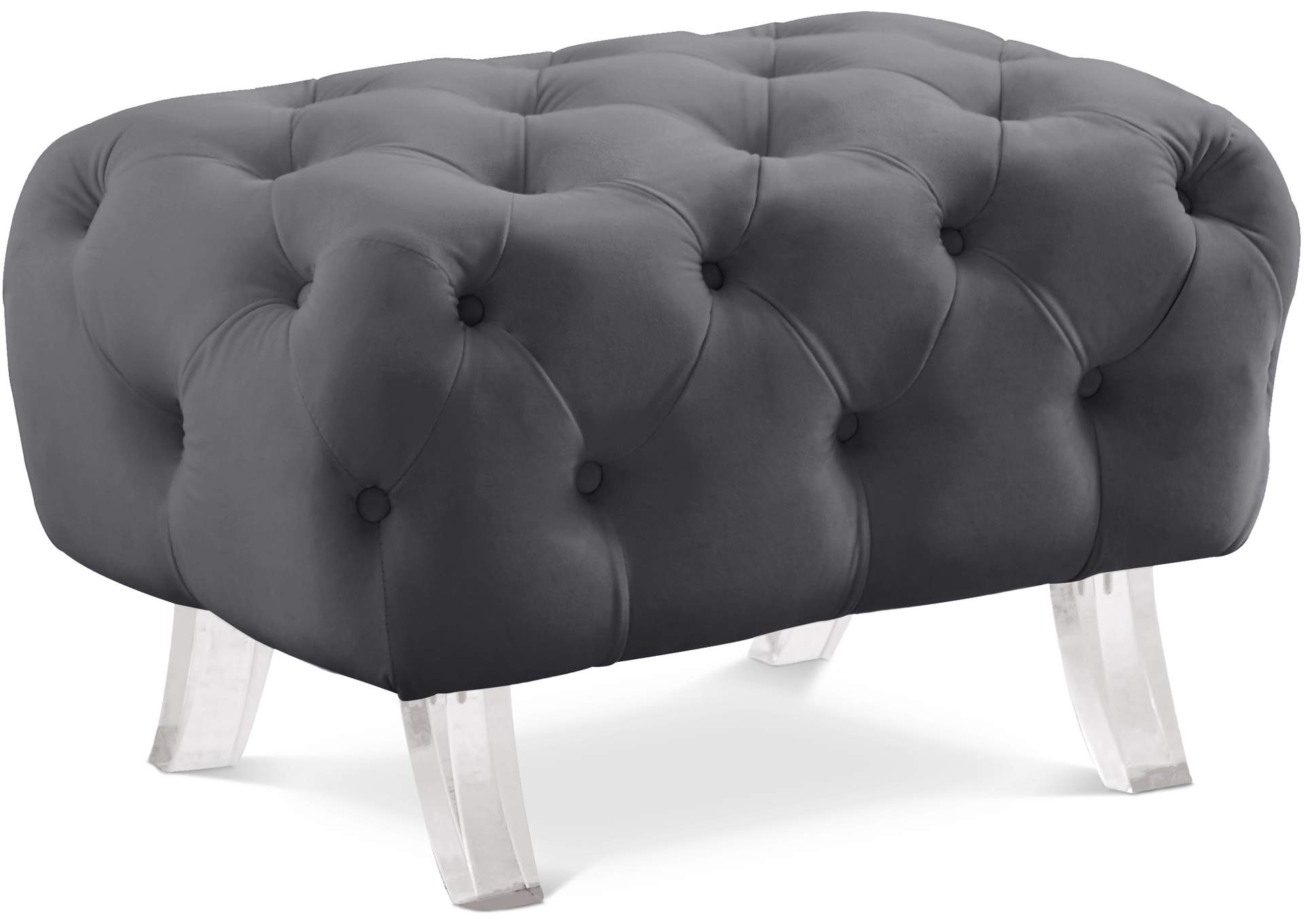 Crescent Grey Velvet Ottoman,Meridian Furniture