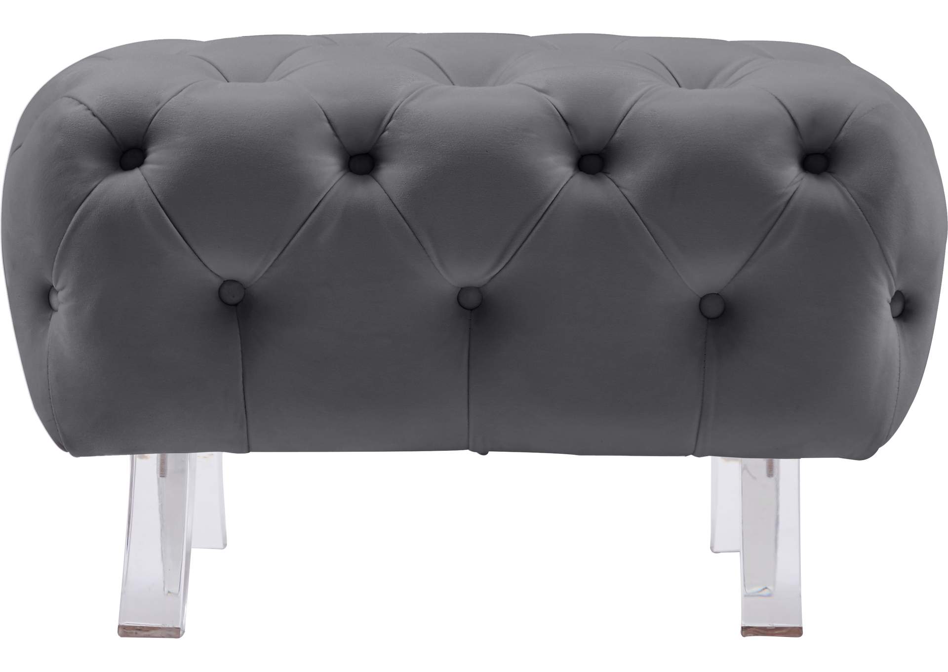 Crescent Grey Velvet Ottoman,Meridian Furniture