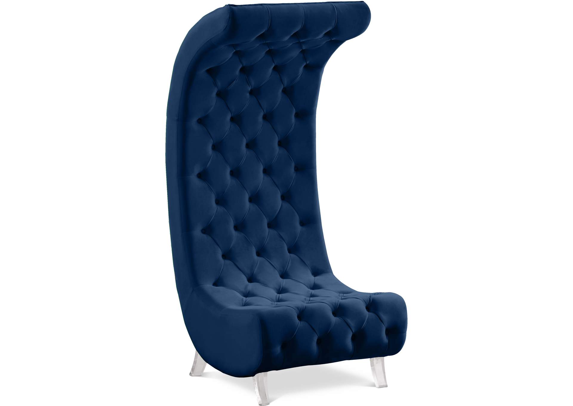 Crescent Navy Velvet Accent Chair,Meridian Furniture