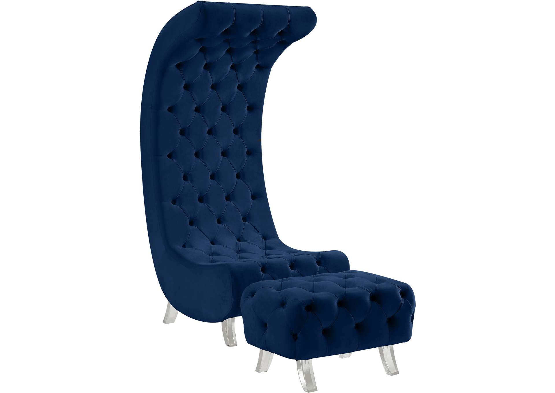 Crescent Navy Velvet Accent Chair,Meridian Furniture