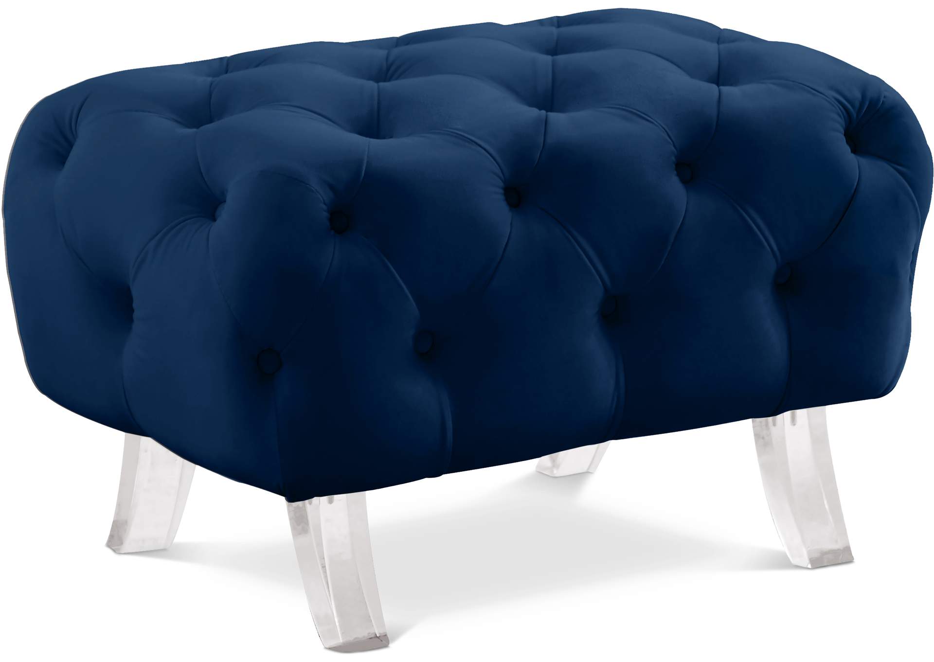 Crescent Navy Velvet Ottoman,Meridian Furniture