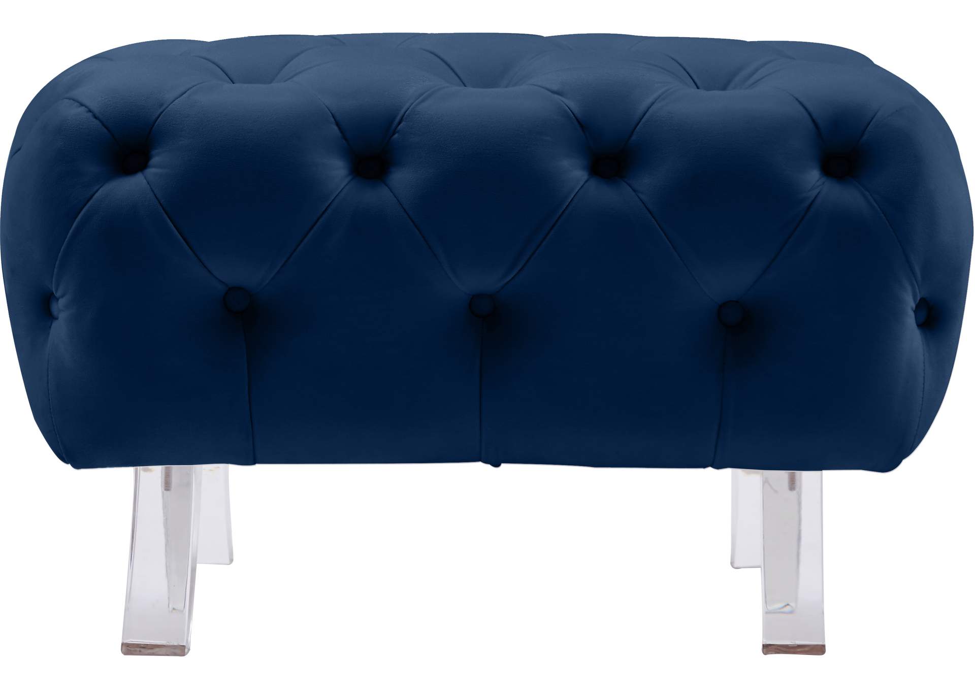 Crescent Navy Velvet Ottoman,Meridian Furniture