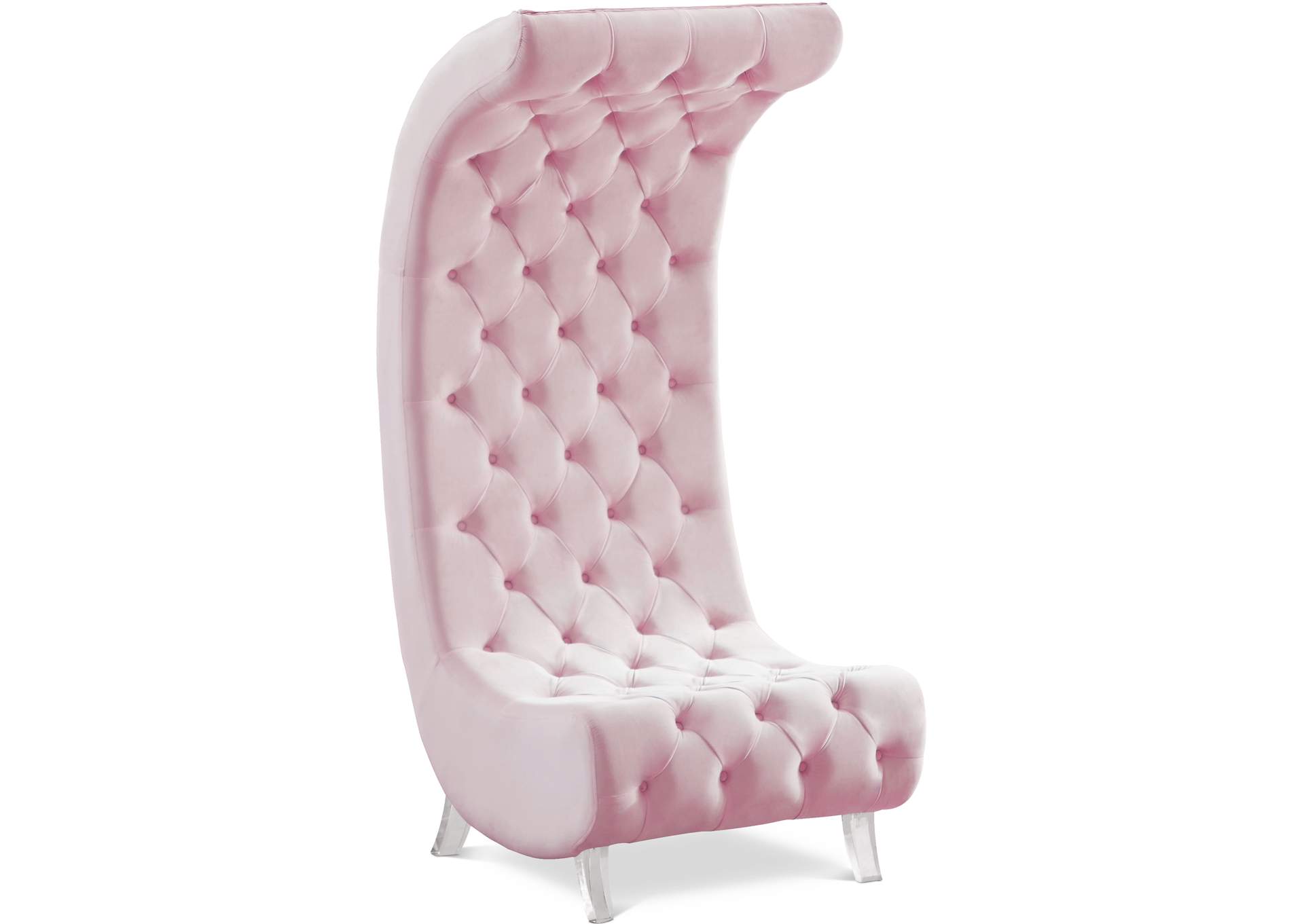 Crescent Pink Velvet Accent Chair,Meridian Furniture