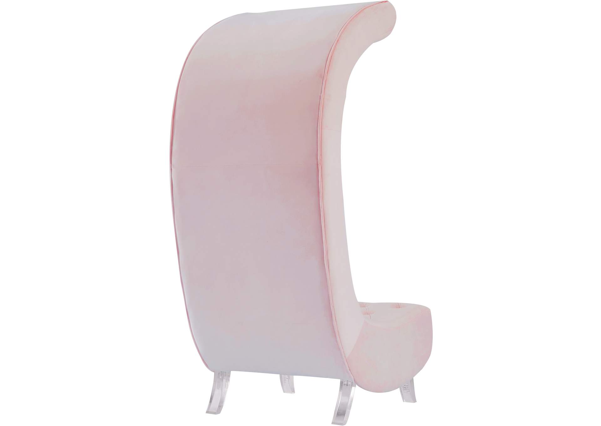 Crescent Pink Velvet Accent Chair,Meridian Furniture